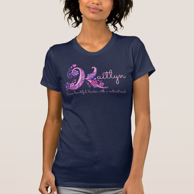 Kaitlyn Girls nennen K-Monogramm-Herzen T-Shirt (Vorderseite)