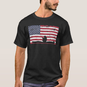 Kajak-Angeln Amerikanische Flagge T-Shirt
