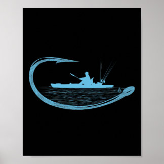 Kajak-Angler Angelhaken Grafik Kayaker Angeln Poster