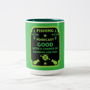 Kajak Fisch und Campingausflug Geschenke Reisetuch Zweifarbige Tasse