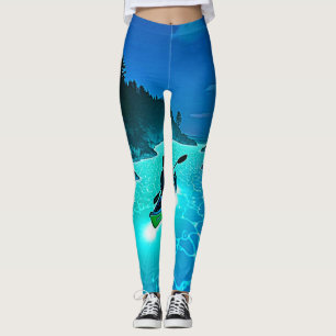 Kajak in glühender Wassergestaltung Leggings