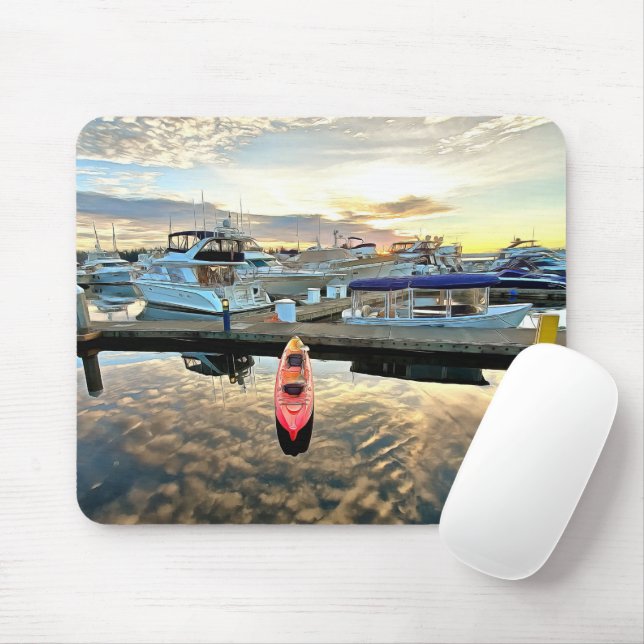 Kajak schweben über Wolken und Sonnenuntergangsref Mousepad (Mit Mouse)