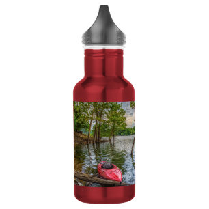 Kajak schwimmend auf Tafelfelsen Edelstahlflasche