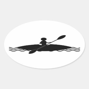 Kajak-Stock-Mann-Logo Ovaler Aufkleber