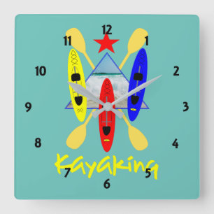 Kajak Wassersport Thema Grafik Quadratische Wanduhr