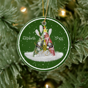 Kajak Weihnachtsbaum Kajaks Paddel personalisiert Keramik Ornament