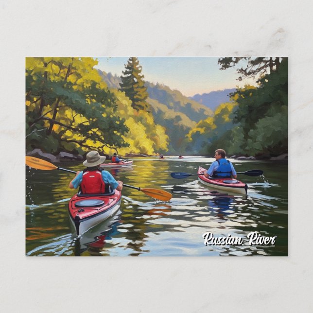 Kajakfahren im russischen Fluss California Postkarte (Vorderseite)