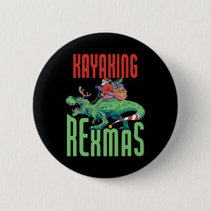 Kajakfahren Rexmas T-Rex Dinosaur Weihnachten Urla Button
