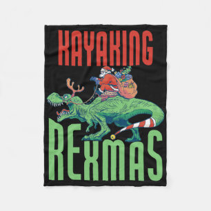 Kajakfahren Rexmas T-Rex Dinosaur Weihnachten Urla Fleecedecke