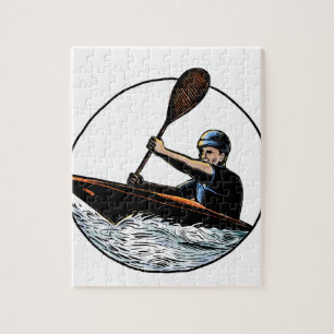 Kajakpaddler-Kanu Scratchboard