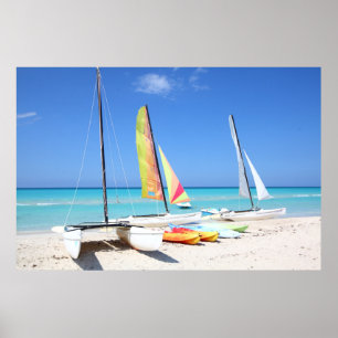 Kajaks, Katamaran und Kayaks  kubanischer Strand Poster