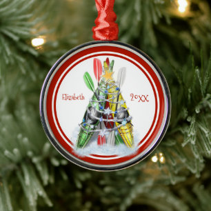 Kajaks, personalisiert als Weihnachtsbaum dekorier Ornament Aus Metall