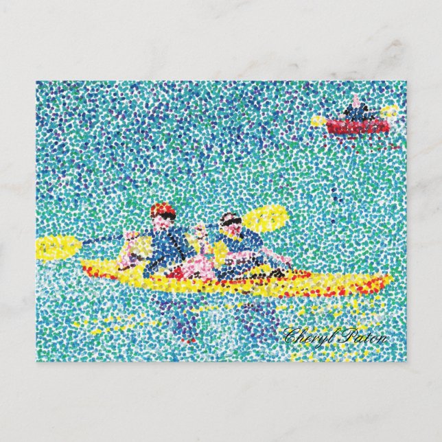 Kajakszene Pointillismus, von Cheryl Paton, Postka Postkarte (Vorderseite)