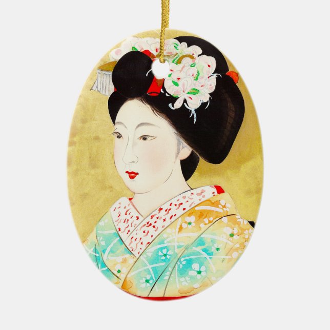 Kajiwara Hisako eine Geisha-schöne Kunst Kyotos Keramik Ornament (Vorne)