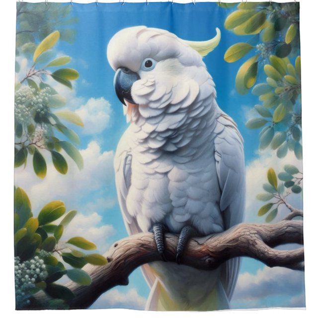 Kakadu-Kunst Duschvorhang (Vorderseite)