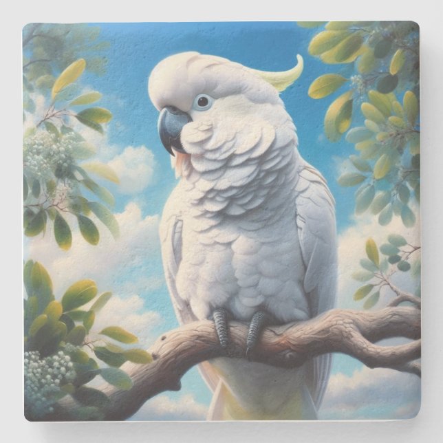 Kakadu-Kunst Steinuntersetzer (Vorderseite)