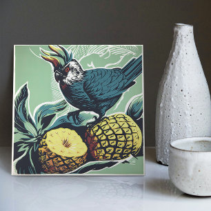 Kakadus Ananas-Abenteuer: Inspiriert von der Mitte Fliese