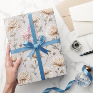 Kakao-Braun-Creme-Blumen-Brautjungfernparty Geschenkpapier