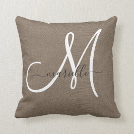 Kakao-Braune Linen Monogram Kissen Kissen
