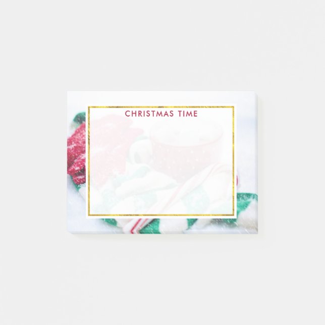 Kakao | Candy Cane | Scarf & Mitt Weihnachten Post-it Klebezettel (Vorderseite)