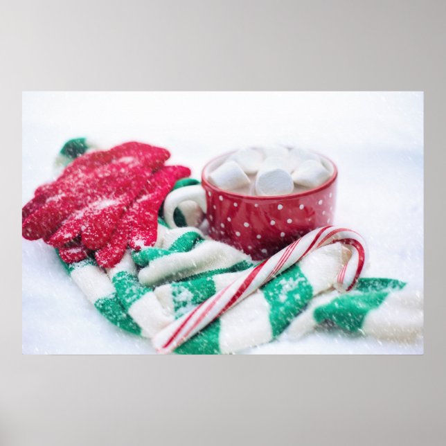 Kakao | Candy Cane | Scarf & Mitt Weihnachten Poster (Vorne)
