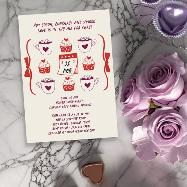 Kakao Einladung (Bridal Shower invitation from the Valentines Bridal Shower Invitation collection by Darling & May)