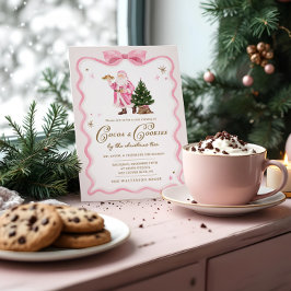 Kakao & Kekse Weihnachts-Party Retro Pink Santa Ma Einladung