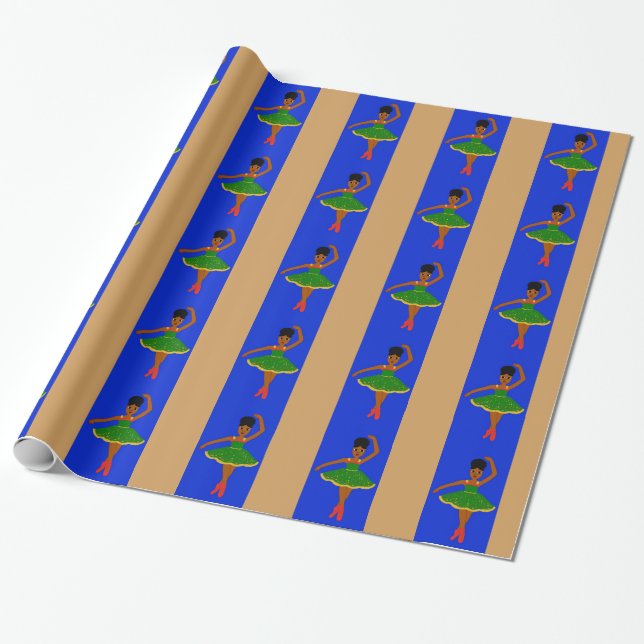 Kakao-Süsse-Weihnachtsballerina (Kiara) BlueGold Geschenkpapier (Ungerollt)