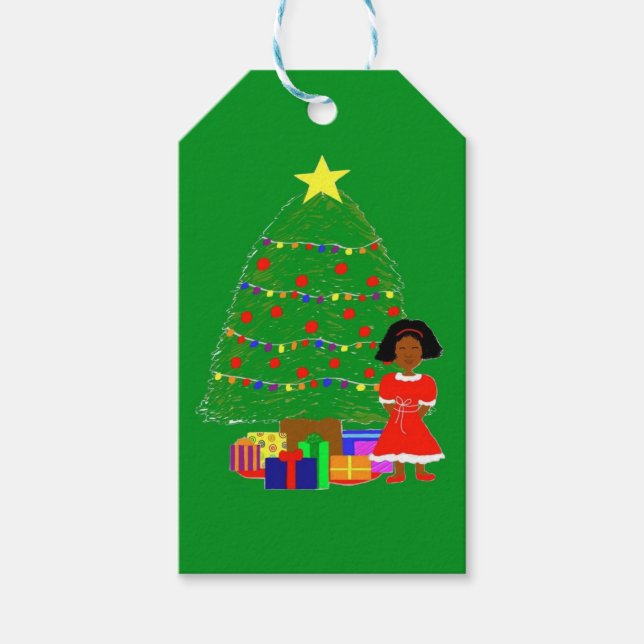 Kakao-Süsse Weihnachtsbaum Grün Geschenkanhänger (Vorderseite)