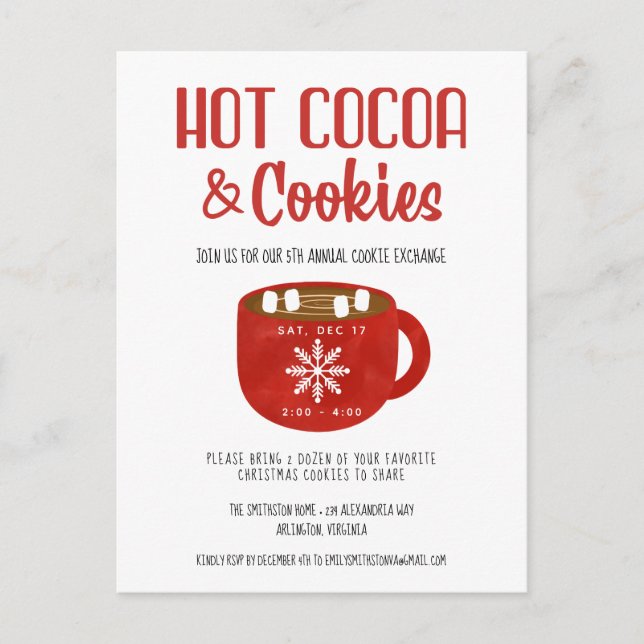 Kakao und Cookies Weihnachtsfeiertag Party Postkarte (Vorderseite)