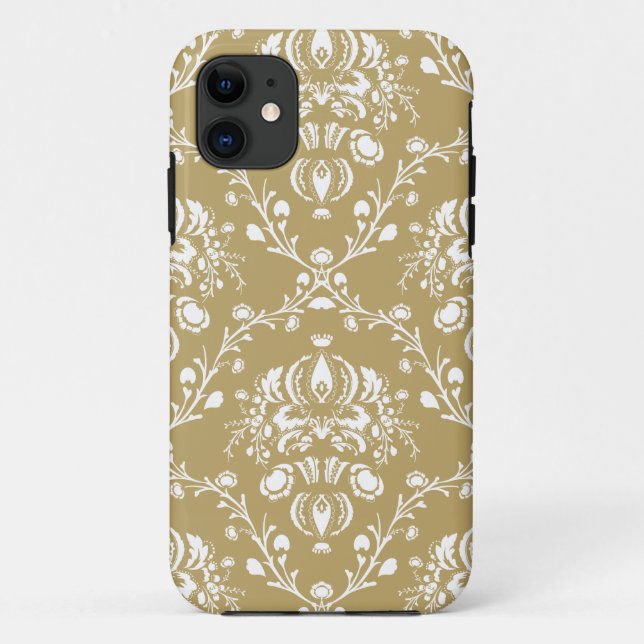 Kakao und Creme Damask Case-Mate iPhone Hülle (Rückseite)