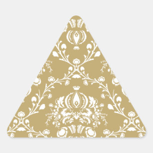Kakao und Creme Damask Dreieckiger Aufkleber