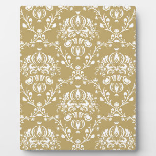 Kakao und Creme Damask Fotoplatte