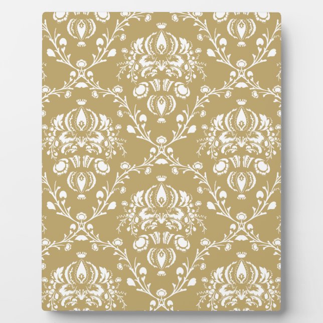 Kakao und Creme Damask Fotoplatte (Vorderseite)