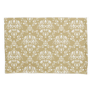 Kakao und Creme Damask Kissenbezug