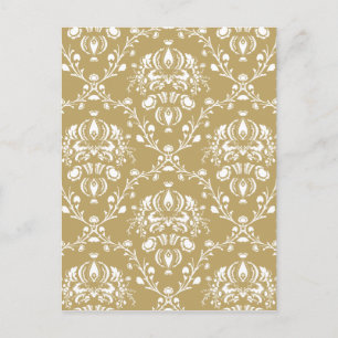 Kakao und Creme Damask Postkarte