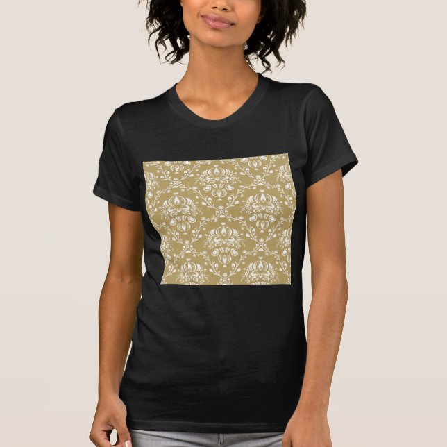 Kakao und Creme Damask T-Shirt (Vorderseite)
