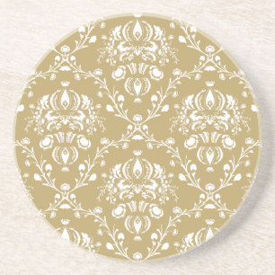 Kakao und Creme Damast Sandstein Untersetzer