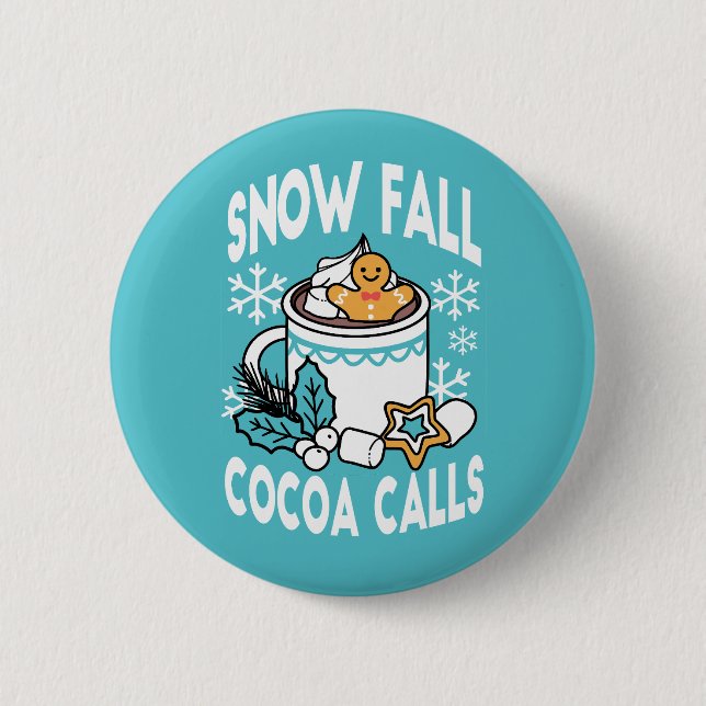 Kakao und Wintergarten - Schneefall-Kakaoanrufe Button (Vorderseite)