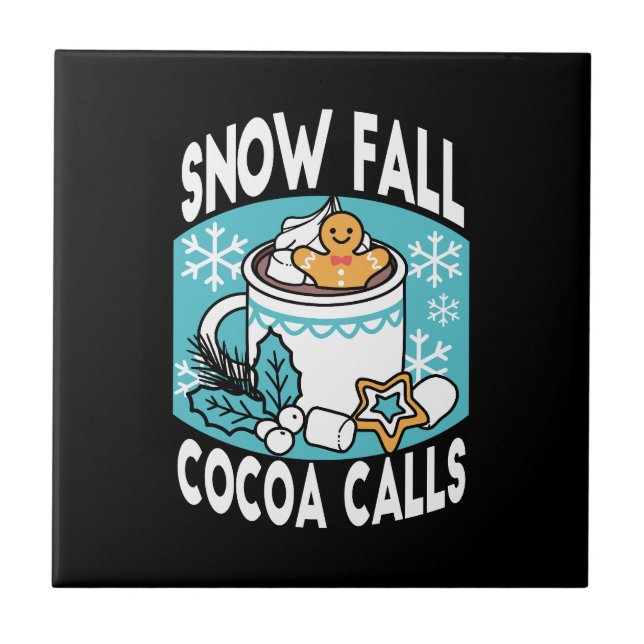 Kakao und Wintergarten - Schneefall-Kakaoanrufe Fliese (Vorderseite)