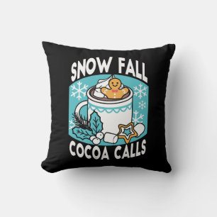 Kakao und Wintergarten - Schneefall-Kakaoanrufe Kissen