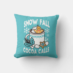 Kakao und Wintergarten - Schneefall-Kakaoanrufe Kissen