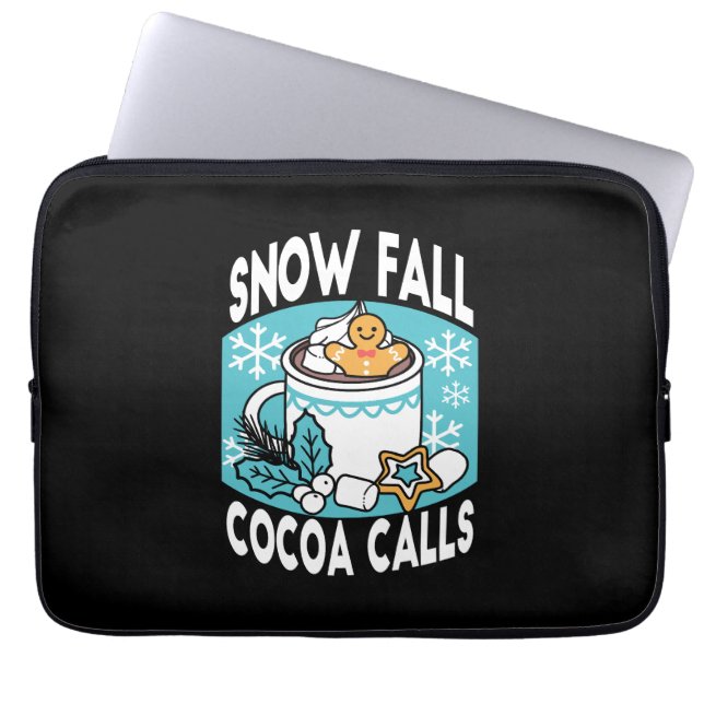 Kakao und Wintergarten - Schneefall-Kakaoanrufe Laptopschutzhülle (Vorderseite)