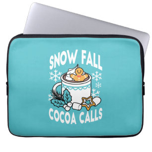 Kakao und Wintergarten - Schneefall-Kakaoanrufe Laptopschutzhülle
