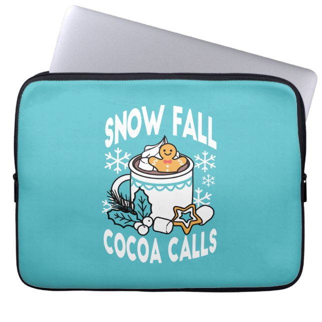 Kakao und Wintergarten - Schneefall-Kakaoanrufe Laptopschutzhülle (Vorderseite)