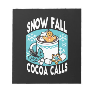 Kakao und Wintergarten - Schneefall-Kakaoanrufe Notizblock