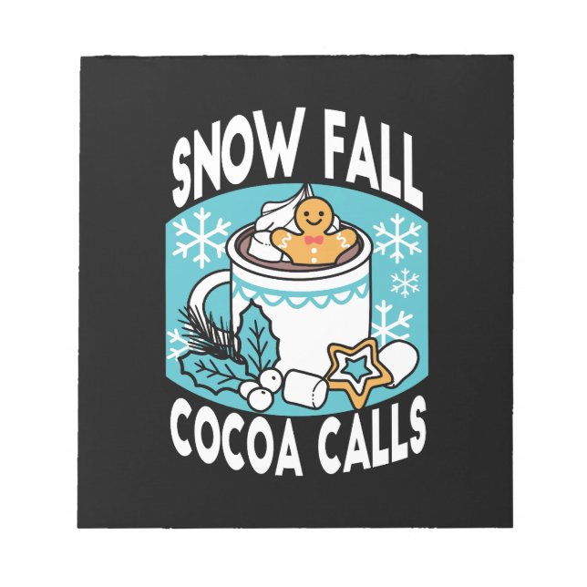 Kakao und Wintergarten - Schneefall-Kakaoanrufe Notizblock (Vorderseite)
