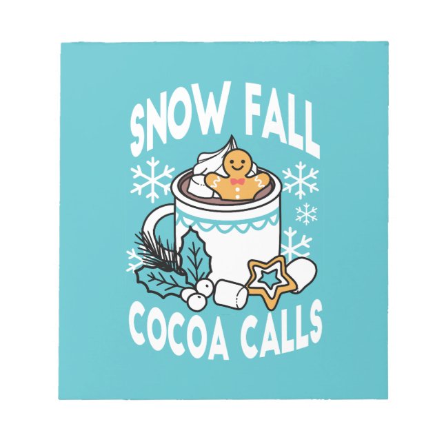 Kakao und Wintergarten - Schneefall-Kakaoanrufe Notizblock (Vorderseite)