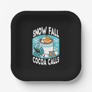 Kakao und Wintergarten - Schneefall-Kakaoanrufe Pappteller