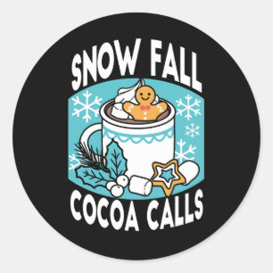 Kakao und Wintergarten - Schneefall-Kakaoanrufe Runder Aufkleber